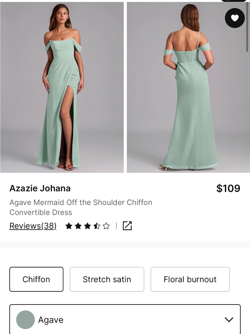 Azazie Agave Chiffon Bridesmaid Dress with High Slit